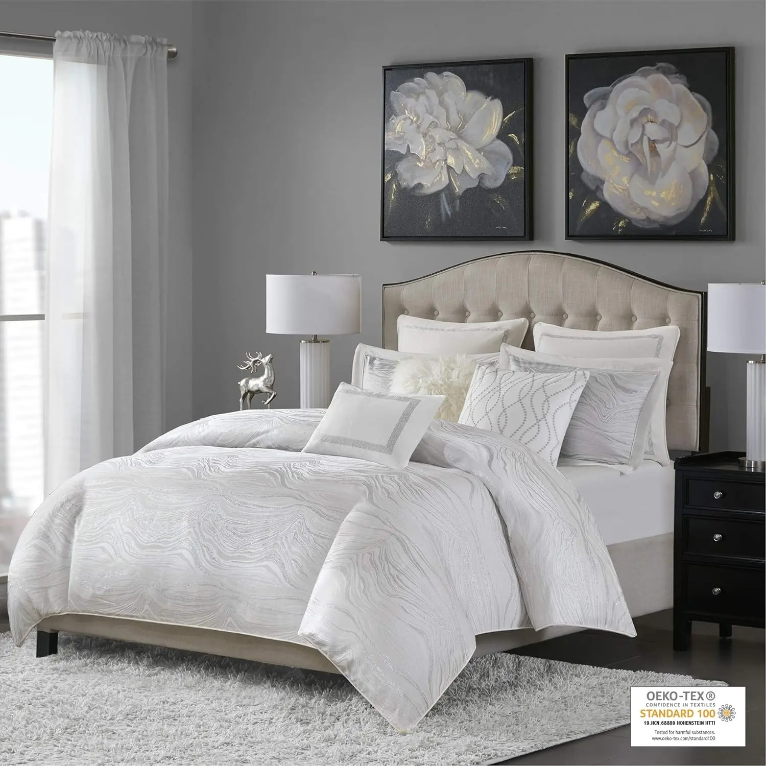 Madison Park Signature Hollywood Glam Cozy Comforter Set - All Season Bedding Combo Filled Insert And Removable Duvet Cover,