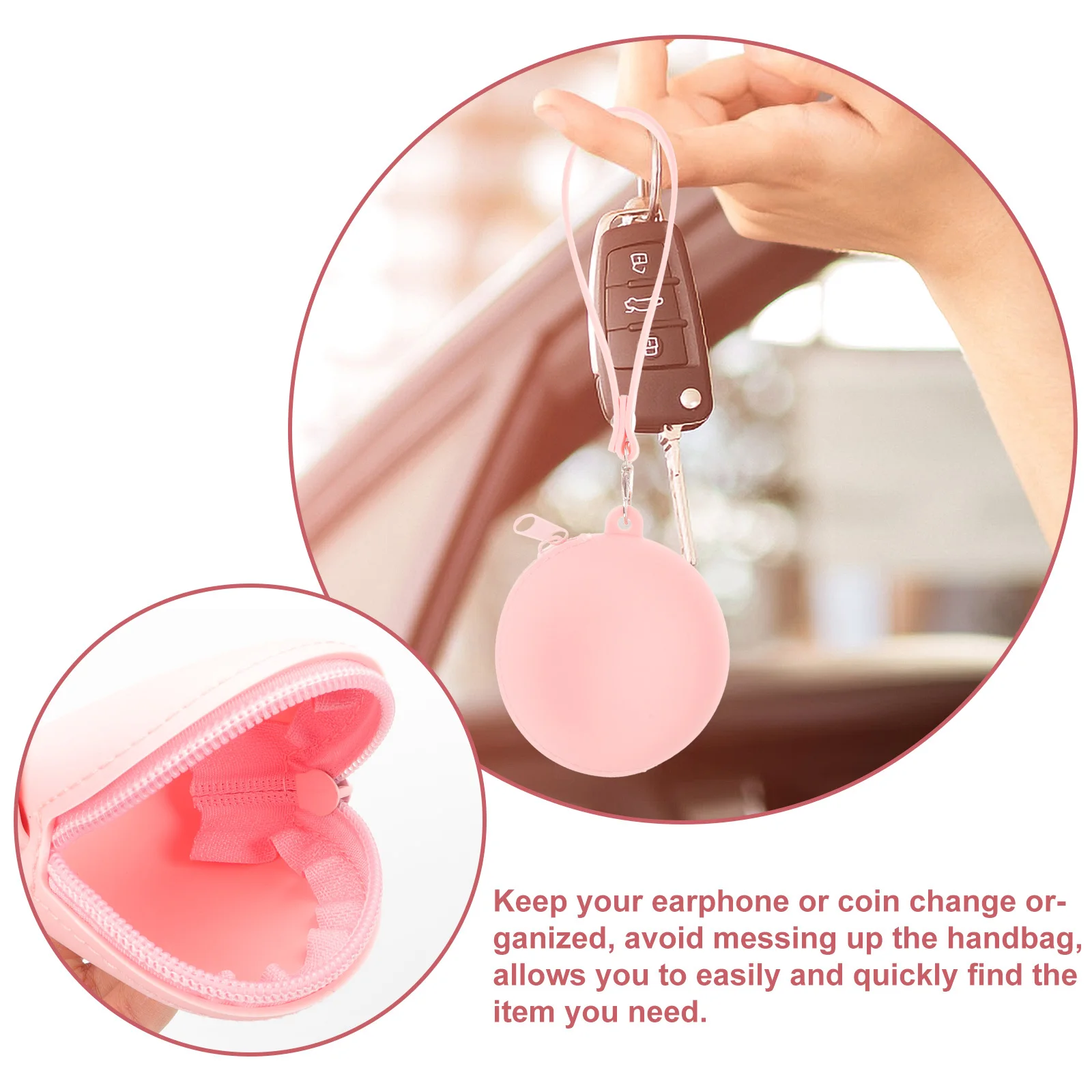 

Silicone Coin Purse Wrist Strap Zipper Small Portable Change Purse Coin Bag for Women Travel Shopping Daily Use