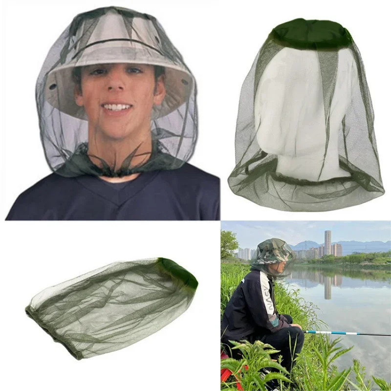 Gorra de pesca al aire libre, sombrero de insectos antimosquitos, malla de abeja de insectos, protector de camping, sombrero de malla para acampar, protección facial de supervivencia para la cabeza