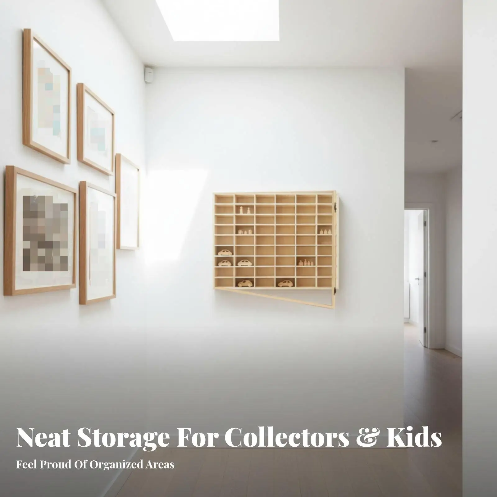 Wooden Toy Car Garage Display Case for Kids Diecast Model Storage Rack Wall Hanging Shelf with 18 to 77 Slot Options for Hobby