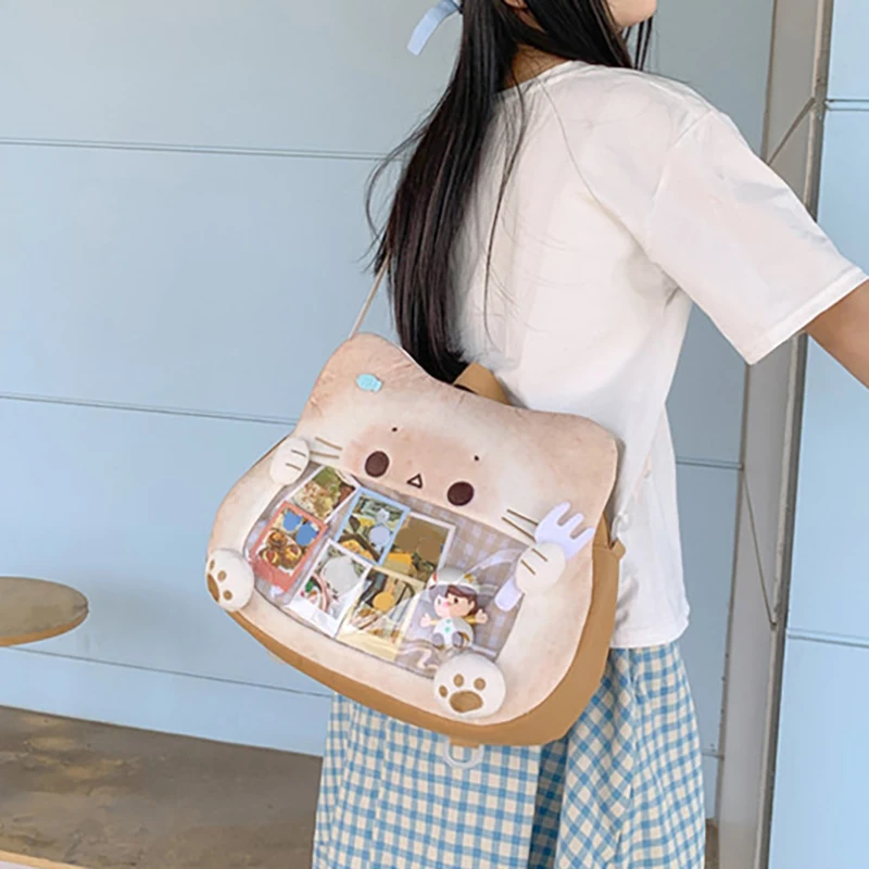 Richme Aesthetic Women Ita Bags 2025 Kawaii Cat Clear Window DIY Badge Mochilas Para Mujer Casual Daily Shoulder Bolso Mujer