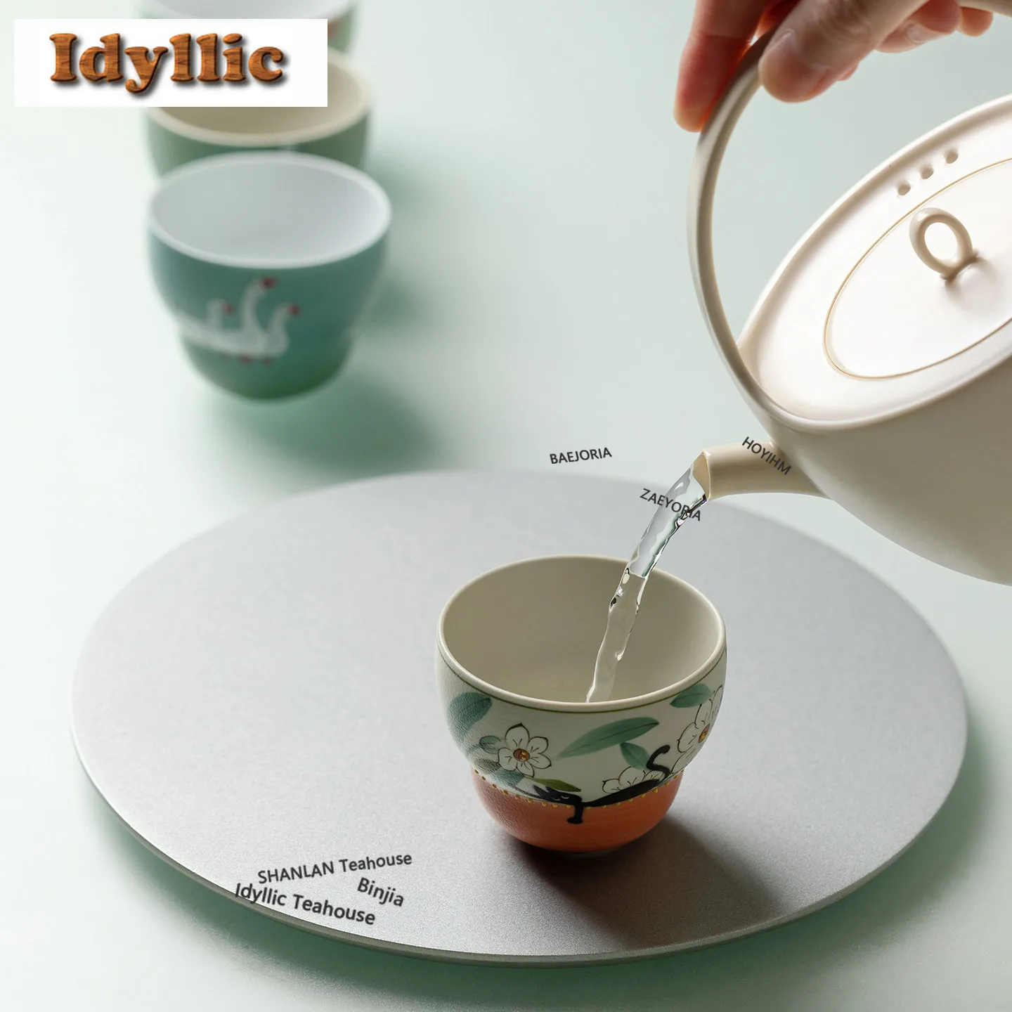 HOYIHM Hand-painted Auspicious Animal Gourd Tea Set Complete Set Antique Tea Ceremony Set Teapot And Tea Cup Set Tableware Craft