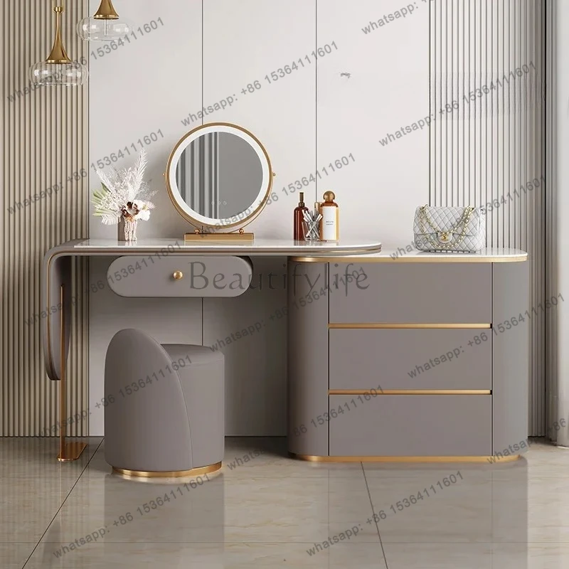 

Mirror Lights Chair Vanity Table Stool Bedroom Makeup Modern Luxury Dressing Table Storage Drawer Penteadeira Quarto Furniture