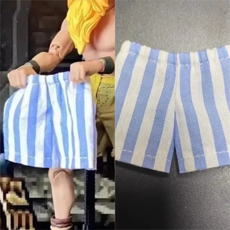 TYCTOYS Celana Panjang Biru Putih Kasual Bergaris Longgar Fashion Skala 1/12 untuk Aksesori Boneka Tubuh Hobi 6''