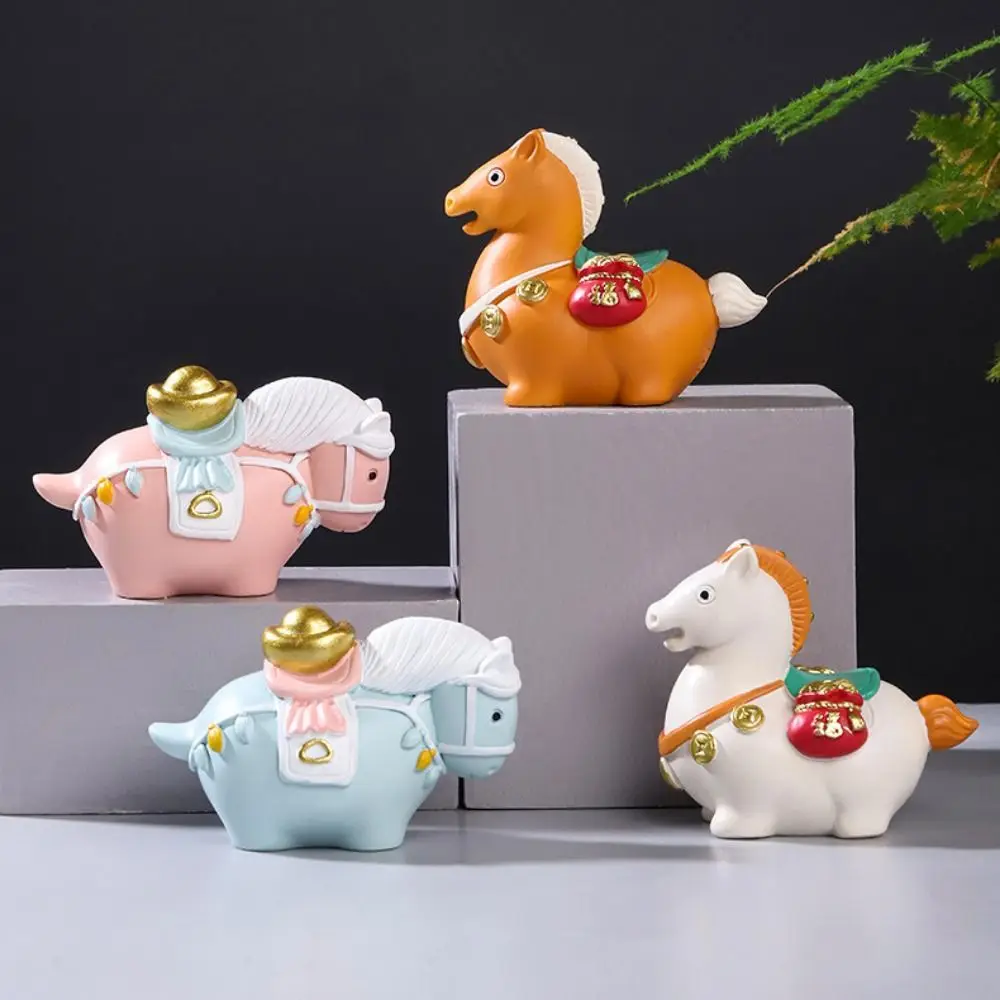 Estatuilla de poni giratoria de resina creativa, adorno único con forma de caballo de dibujos animados, diseño vívido, exquisitas figuras de caballo del zodiaco, regalo