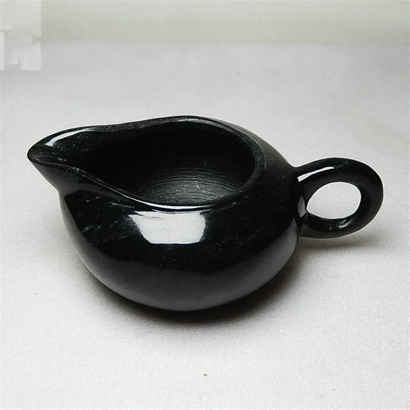 Imagem -03 - Jade Natural Conjuntos de Chá Copo Justo Genuíno Verde Escuro Nefrite Vivendo Magnético Jades Bule Saúde Jade Pote Chá Chaleira Gongfu Teaware