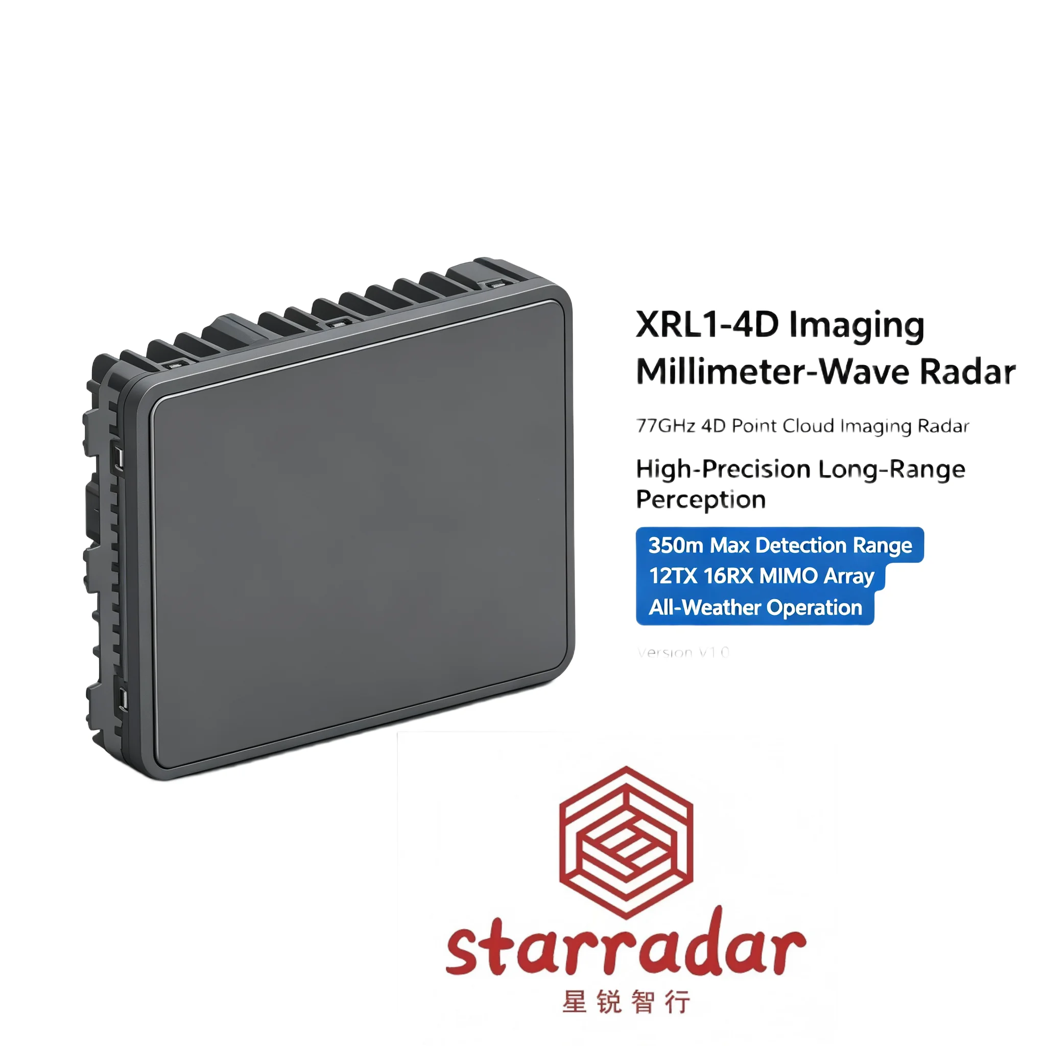 XRL 1 77GHz 4D Imaging Millimeter Wave Radar for UAV Long Range Obstacle Avoidance 350m 12T16R MIMO All-Weather Condition