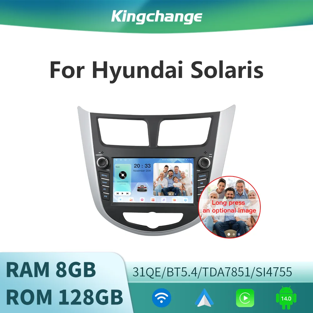 

Kingchange Android 14 7" 2 Din Car Multimedia Radio Stereo For Hyundai Solaris Accent 2010-2016 CarPlay Auto 360Camera WIFI SWC