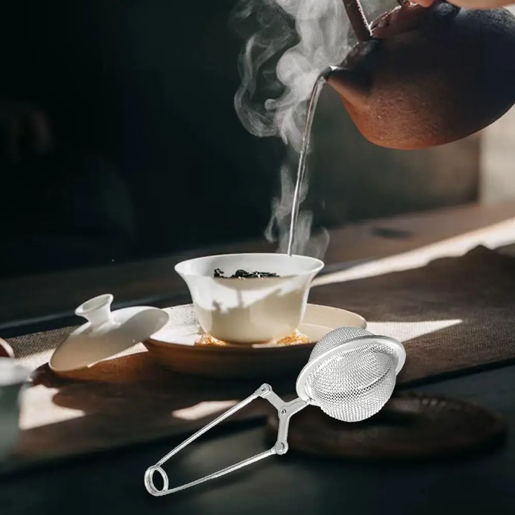 ضغط يترك عشب شبكة مصفاة الفولاذ المقاوم للصدأ ملعقة الشاي الكرة Infuser تصفية الشاي Infuser في شبكة كرة شاي تصفية مع مقبض #2