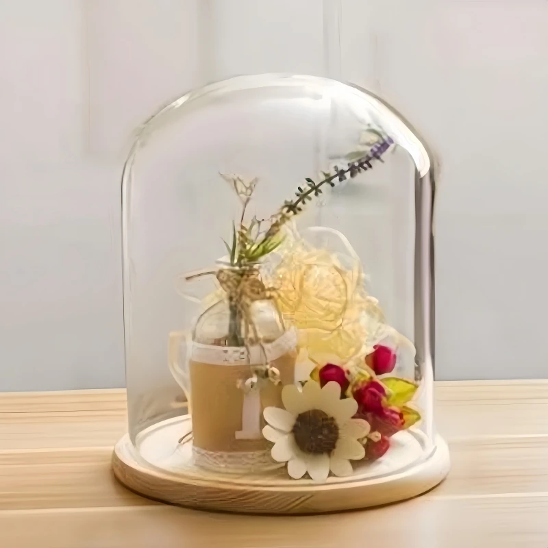 20*30cm Glass Dome Vase Home Decoration Different Optional Base Figurines Transparent Cover DIY Friend Favor Gift Wedding Prop
