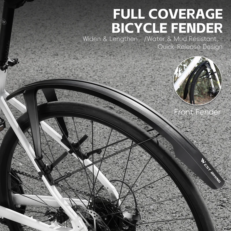 

2Pcs Bike Fender Full Coverage Mudguard Widen Extension Quick Release For 700C MTB Road Gravel Bike Mud Guard Wings