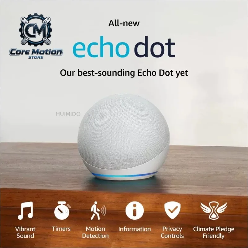 Smart Speaker with Clock Display | Echo Dot 5th & 4th Generation Alexa Voice Assistant Combo
