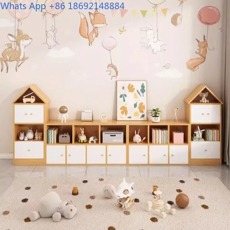 Floor-standing Storage Rack Living Room Wall-mounted Integrated Cabinet Picture Book Storage Grid Cabinet Bookshelf