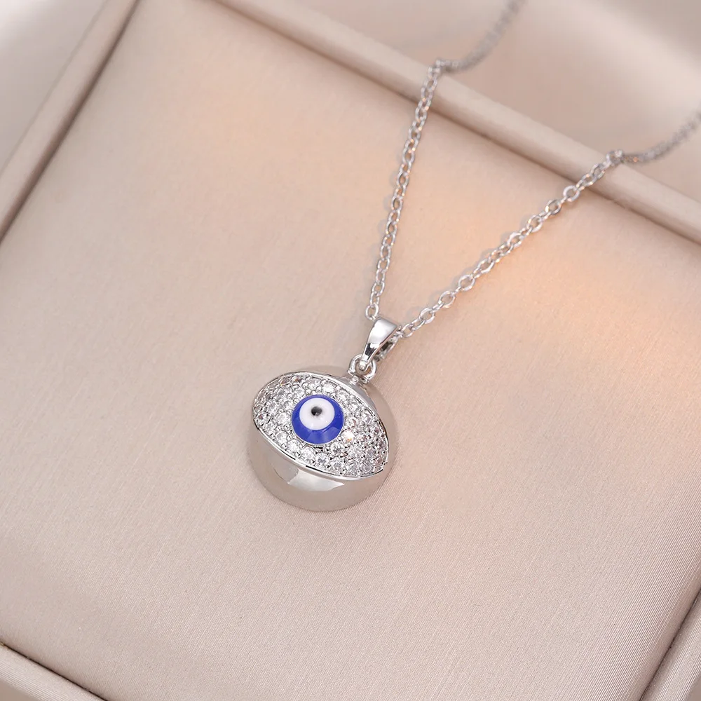 بوهو كريستال جولة عيون الشيطان التركية قلادة قلادة للمرأة مجوهرات الذهب اللون رقيقة الترقوة سلاسل تركيا المختنقون بيجو