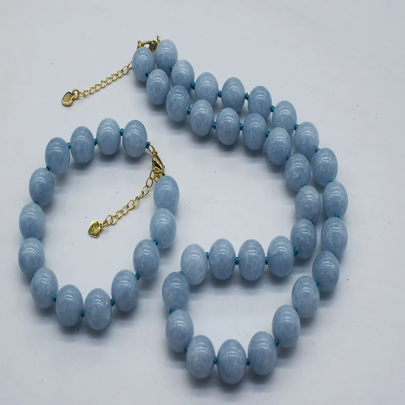 1Set black agate blue jade green jasper round 12mm beads necklace bracelet for woman fashion