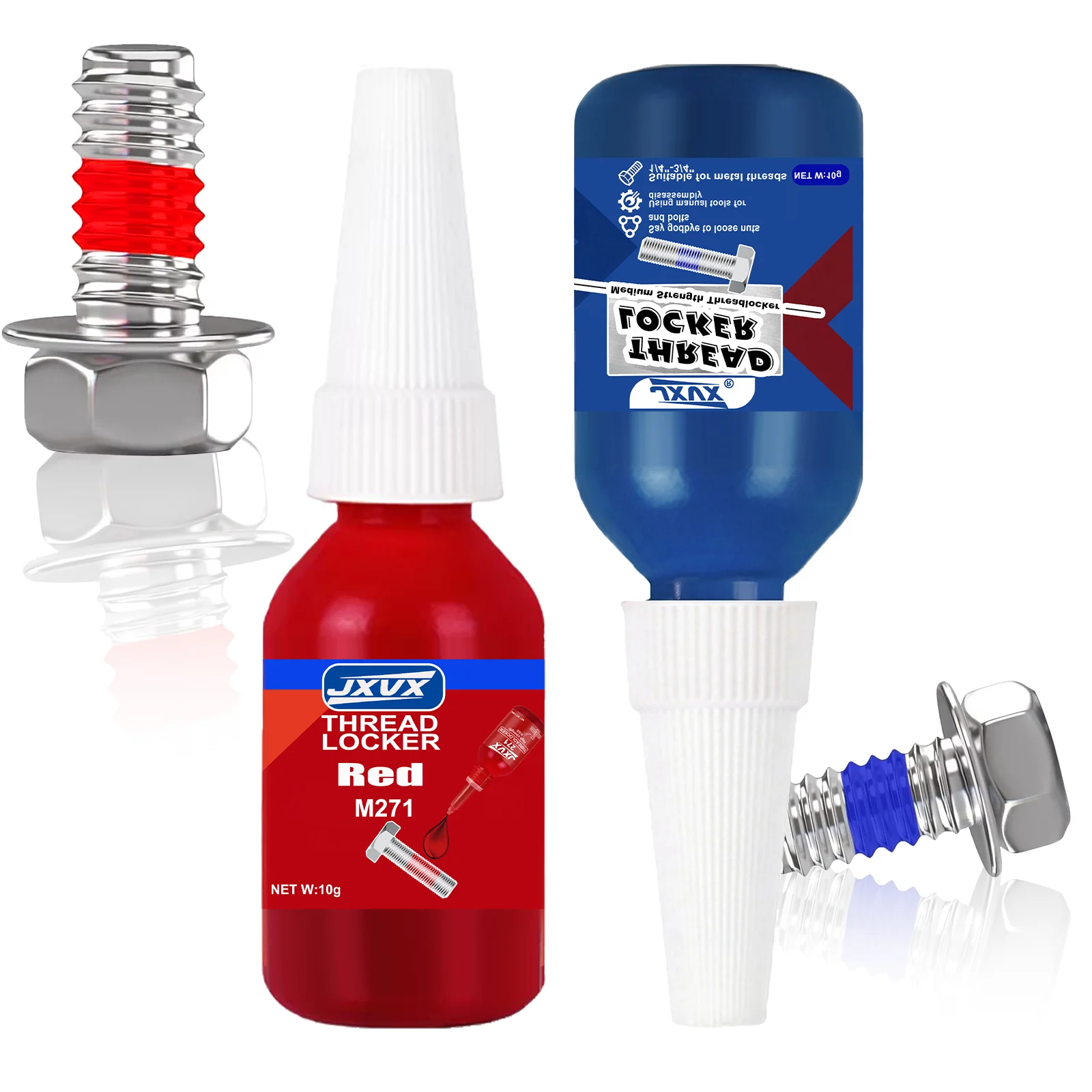 10g Blue Threadlocker 10-Pack | Medium Strength Screw Lock Glue Value Pack | Anaerobic Adhesive for Bolts, Nuts & Screws | Prevents Loosening & Leaks, Oil Resistant | Bulk Set for Repair & Maintenance