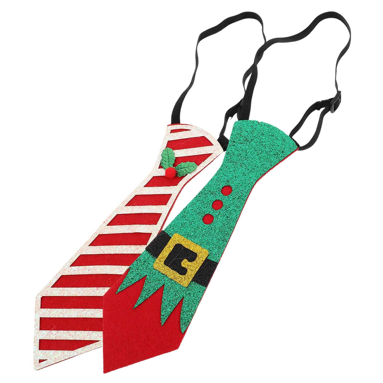 

2Pcs Felt Christmas Ties Comfortable Soft Holiday Neckties Fun Xmas Party Decoration Seasonal Festive Accessories