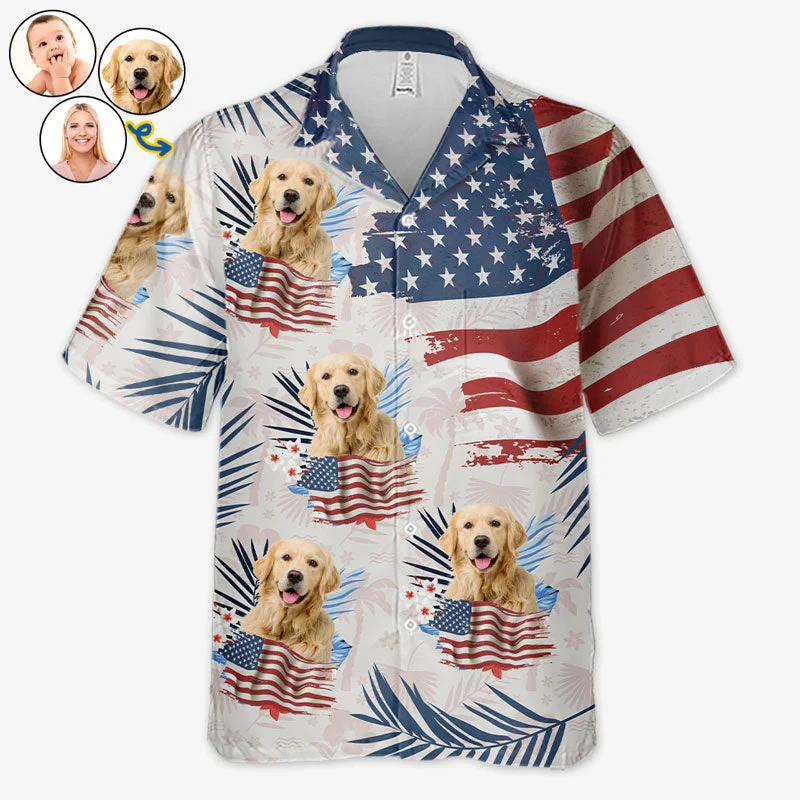 Personalized Dog Face Hawaiian Shirt Custom Pet Photo Tropical Palm Trees Pattern Aloha Shirt Short Sleeve Shirt For Dog Lovers view 6