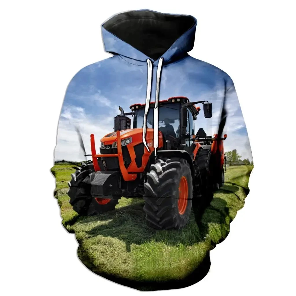 Fashionable New Men's Hoodie Tractor Pattern Printed Casual Thickened Hoodie Large Hoodie Street Fashion Top