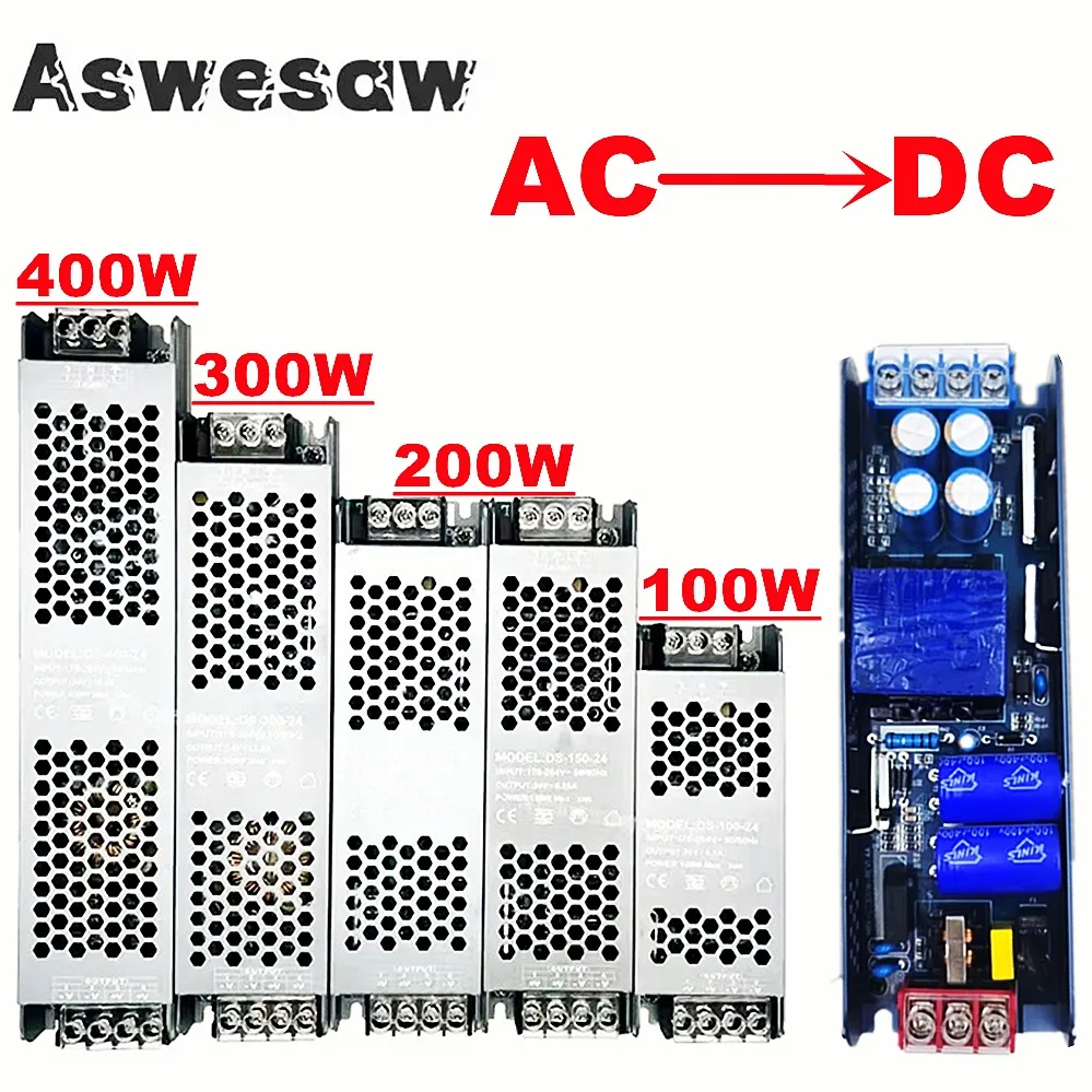 400W-100W Ultra Thin Switching Power Supply Light Transformer AC220V To DC12V 24V Power Supply Source Adapter for LED Strip CCTV