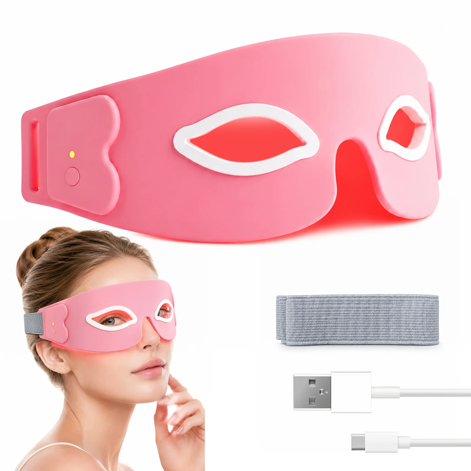

LED Red Light Eye Massager Silicone Eye Mask Multifunctional Eye Care Device Remove Dark Circles Eye Bags