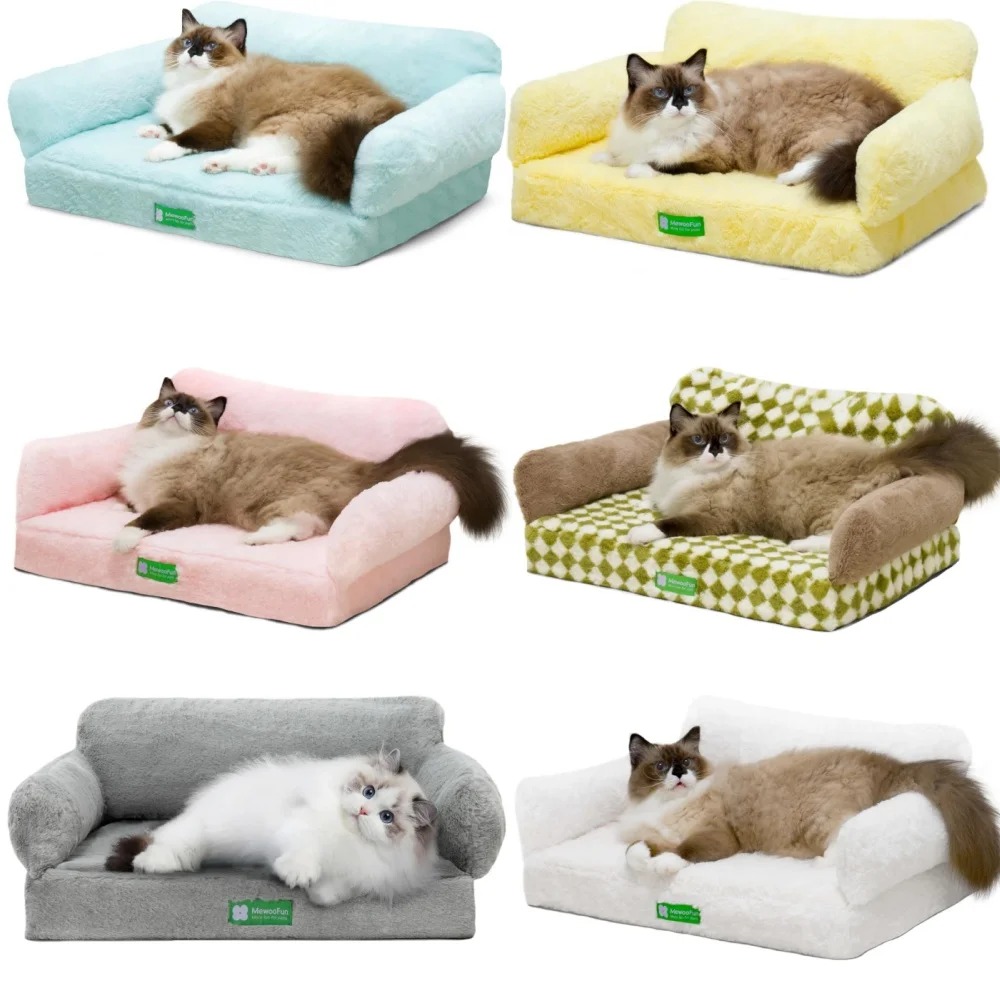 Mewoofun Cat Bed Small Dog Bed Cat Sofa Dog Couch Orthopedic Dog Bed Egg- Foam Pet Bed with Removable Washable Cover