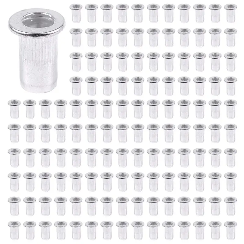 ABLQ M5 Aluminium Threaded Rivnuts Flat Head Rivet Nuts Nutserts 500Pcs