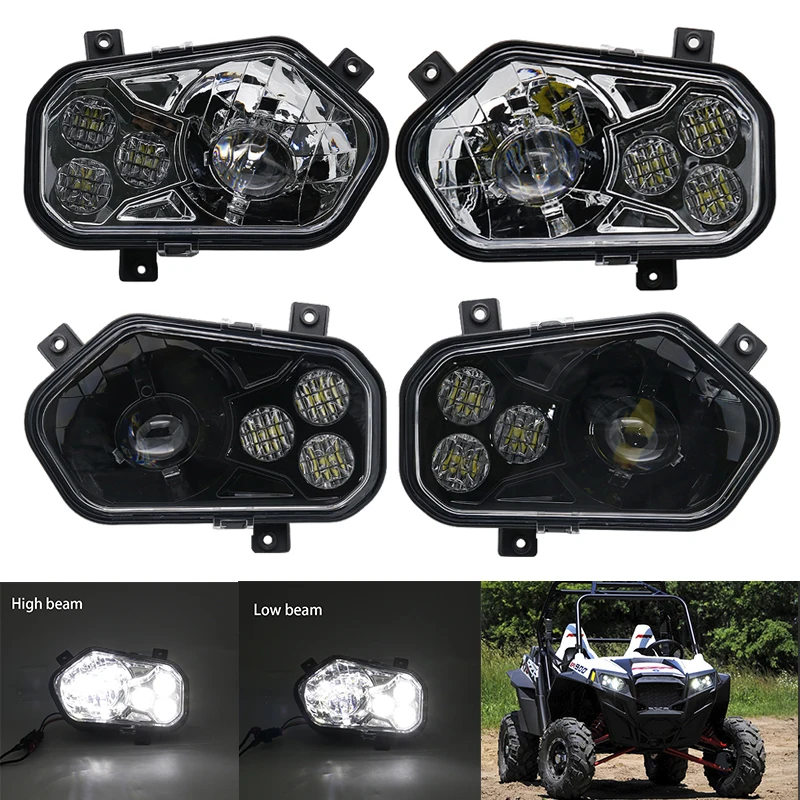 لبولاريس والرياضي LED طقم مصابيح أمامية كروم ATV UTV استبدال المصابيح الأمامية ل RZR 800 900 الحارس نموذج 2011-2014 #2
