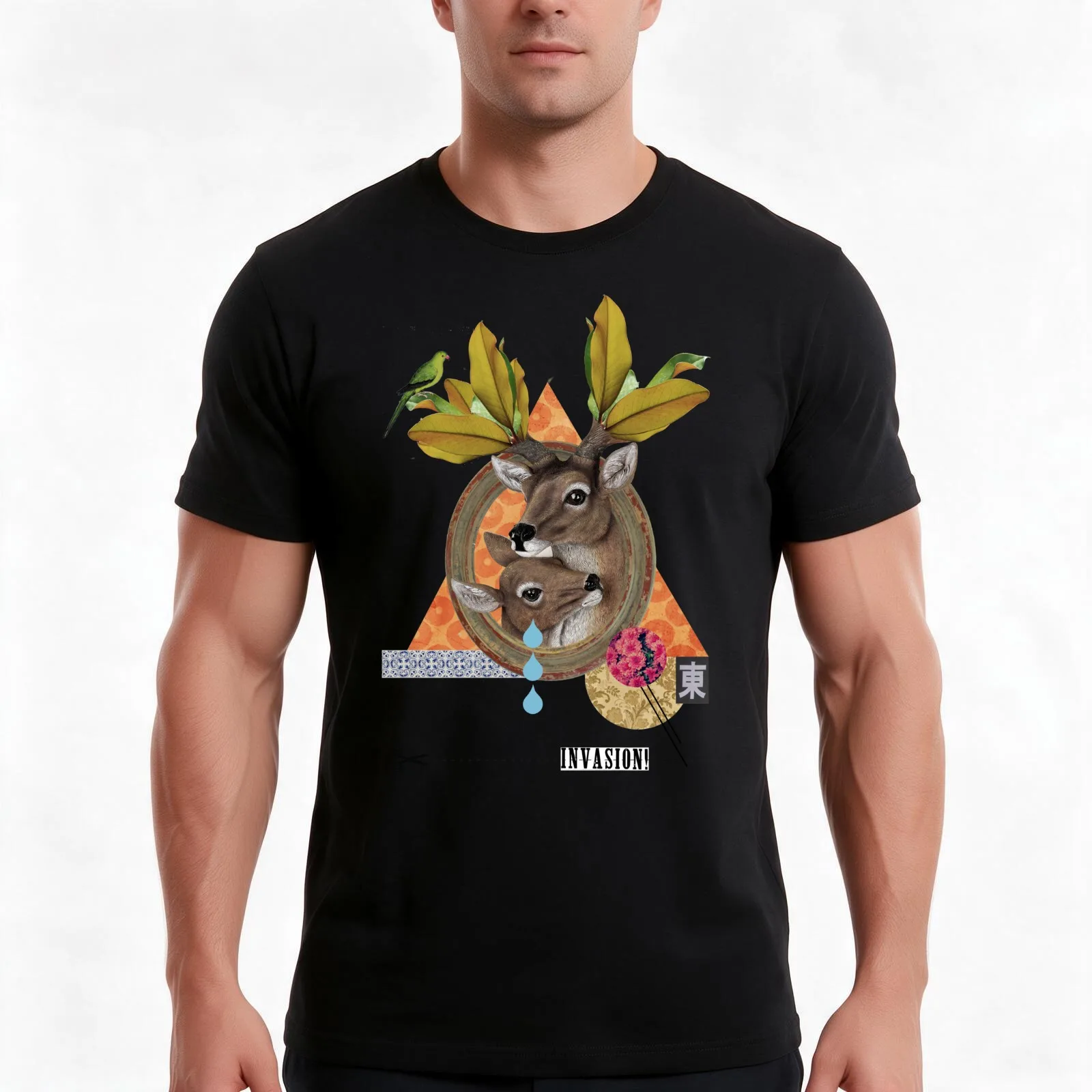 Animal Collection -- Oh Deer T-Shirt, Summer Casual Cotton Tee, Oversized Streetwear Tops, Vintage Graphic Print, 100% Cotton