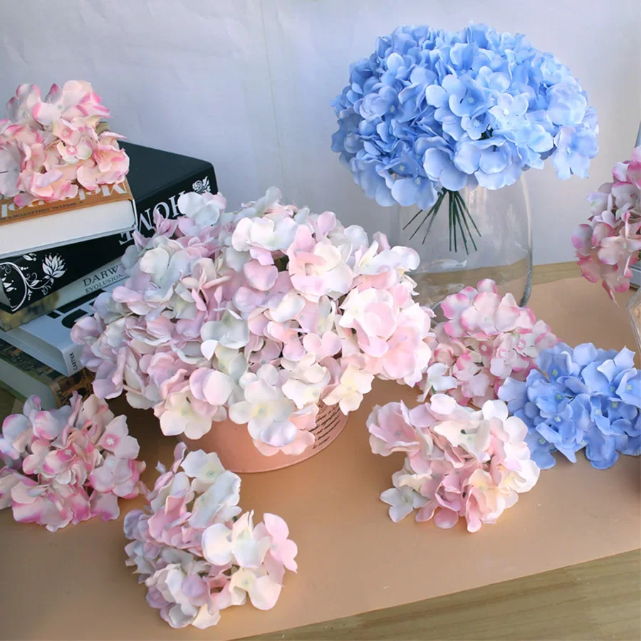 2pcs lot vivid big hydrangea flower heads silk artificial flowers amazing wedding home party backdrop diy decoration panel Roses