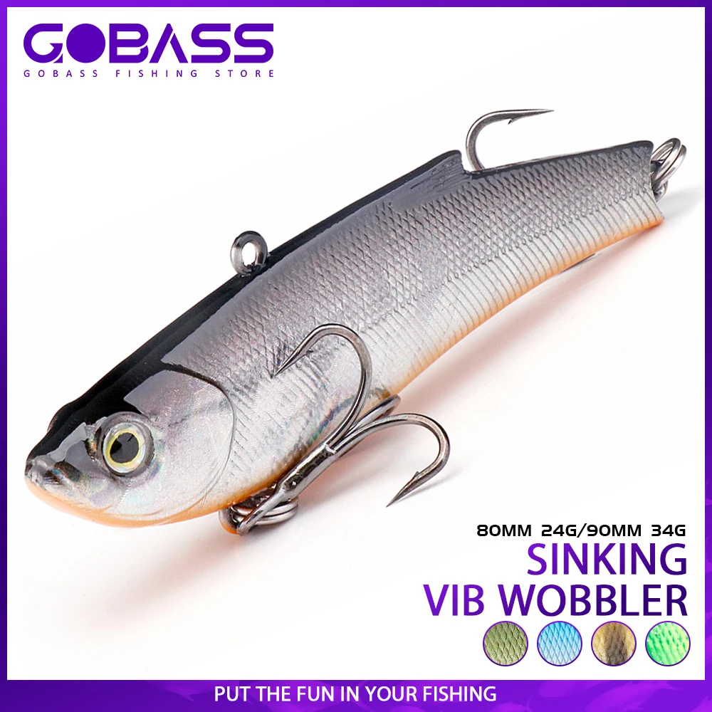 GOBASS Winter VIB Vibration Fishing Lure 24g 34g Long Casting Rattlin Artificial Wobbler Hard Bait Pike Bass Carp Fishing Tackle