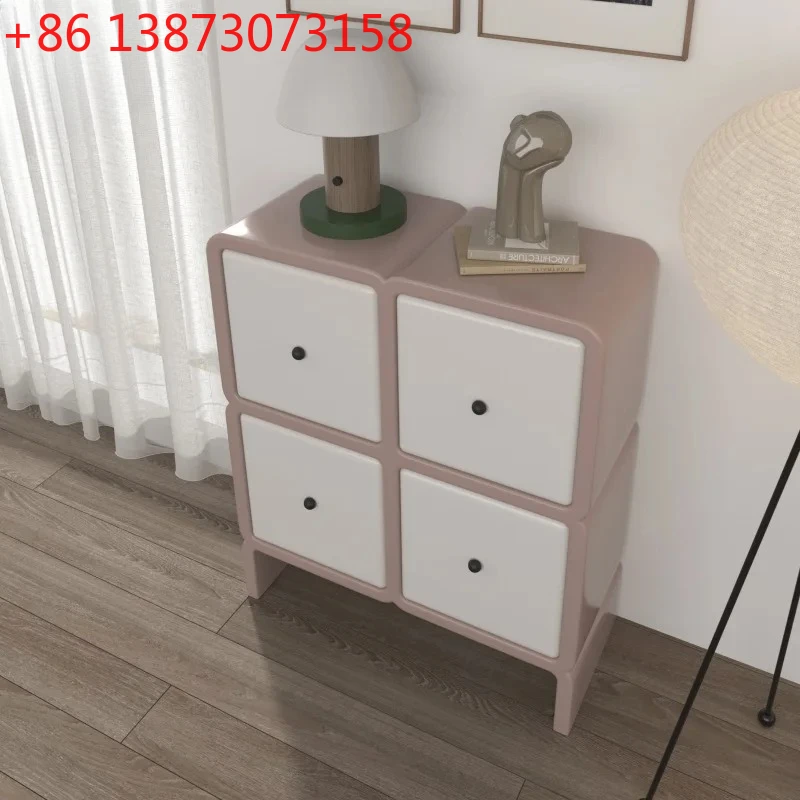 Cream four-bucket drawer cabinet paint bedroom French storage cabinet storage multi-layer solid wood home entrance cabinet