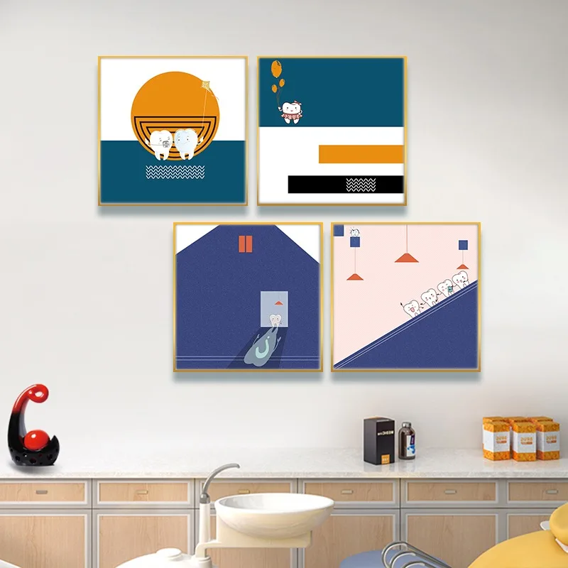 Tooth Implant Cartoon Tooth Correction Orthodontics 24 Posters Pictures Canvas Wall Art Home Decor for Living Room Decoration