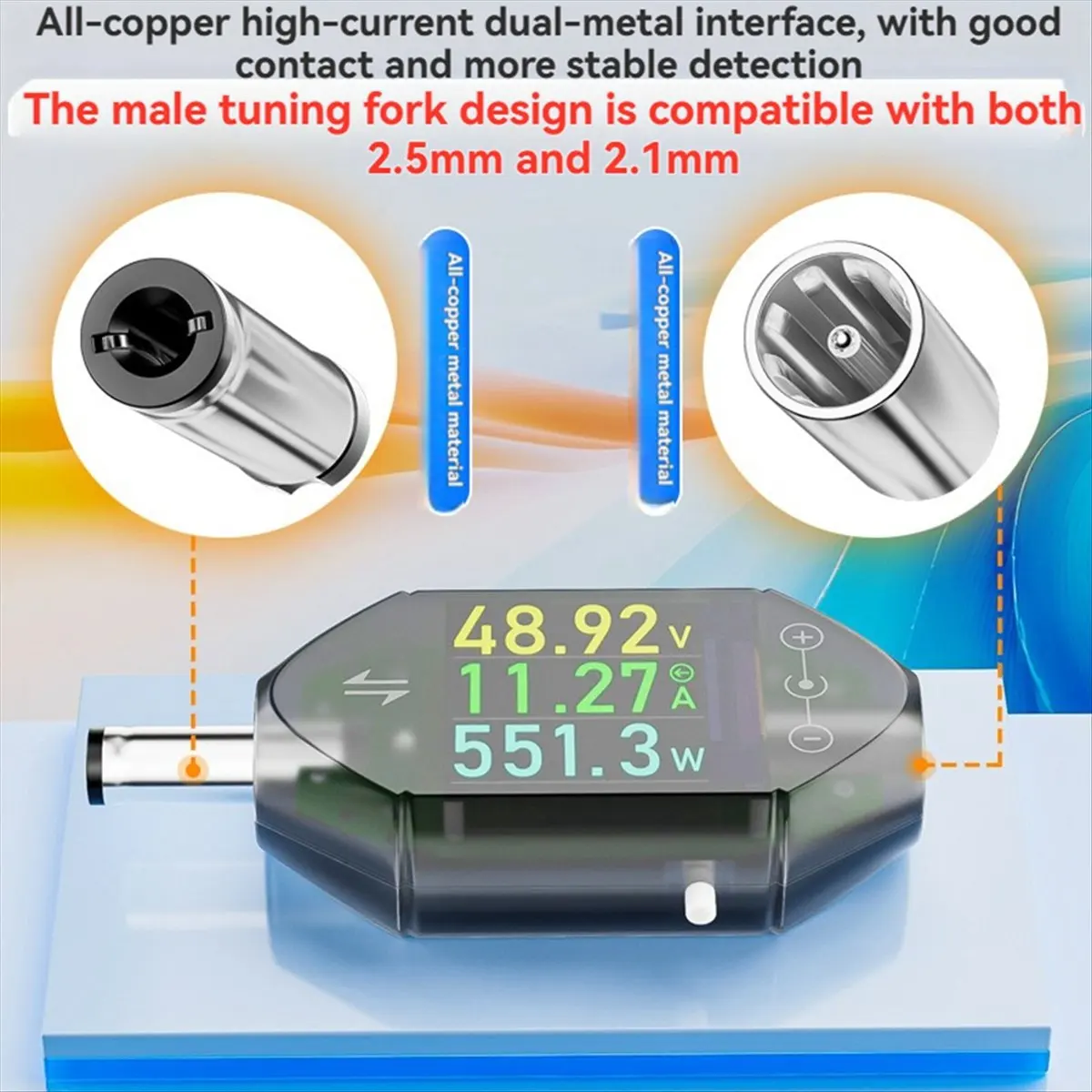 Punctual- DT550 600W Digital Voltage Current Tester DC5.5x2.5mm Interface Digital Power Meter Power Capacity Meter DC4.5-50V B