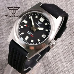 Tandorio-Reloj Automático NH35 para hombre, pulsera con esfera de sol verde/negro/azul, 24 joyas, 38mm, caja cepillada de 20bar, correa de cristal de zafiro para gofres