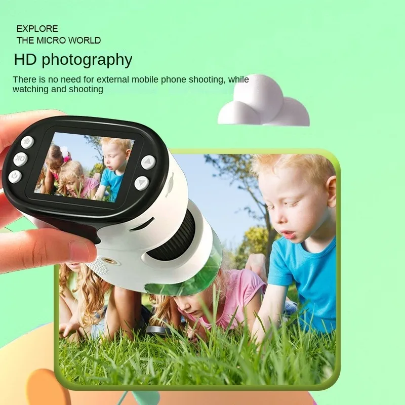 

LEDHigh definition screen Handheld portable silica gel children digital microscope Science experiment toys Photo and video zoom