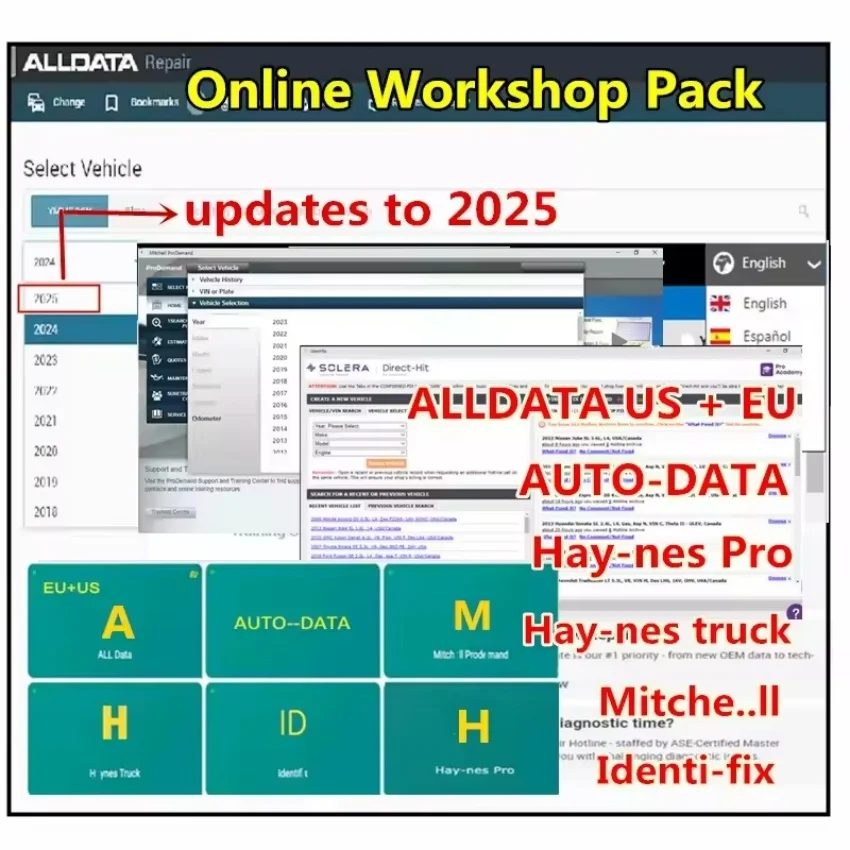 جميع البيانات 2025 حساب عبر الإنترنت لجميع البيانات، البيانات التلقائية، Mits..chell، hay-nes pro، Identi-fix Workshop Account تحديث العمل عبر الإنترنت #5