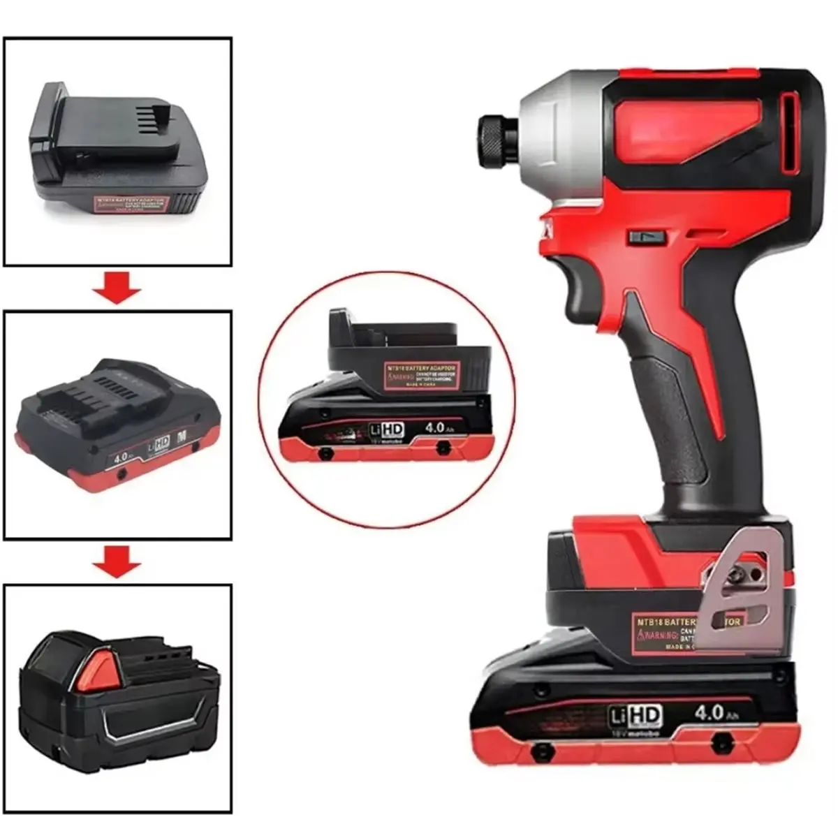 (A15I) Battery Adapter Converter for Metabo 18V Lithium Battery to for Milwaukee 18V Lithium Battery Electric Power Tool Drill