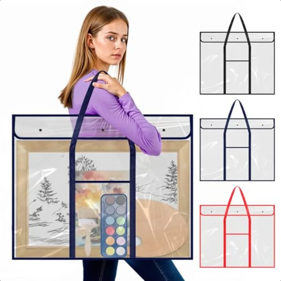 

3 Pack Large Poster Storage Bag 25.5 x 31.5 Bulletin Board Holder Art Portfolio Case PVC Art Portfolio Container Bulletin Board