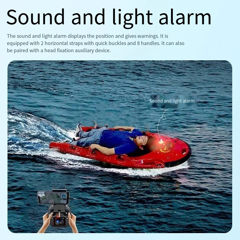 Perahu penyelamat lipat berbentuk kapal, berbahan dasar air, dikendalikan jarak jauh, dengan suhu konstan, dan dilengkapi tempat tidur.