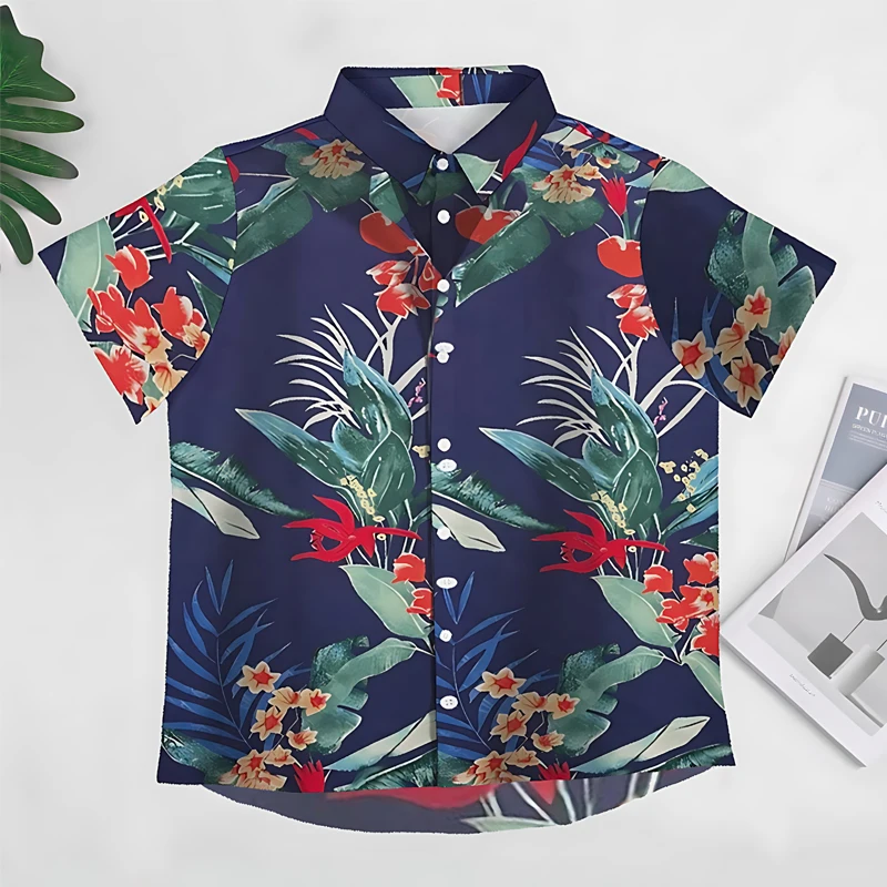 NOVEDAD DE VERANO 2025, camisa de manga corta para playa, tela respetuosa con el medio ambiente, Top informal holgado con estampado de moda