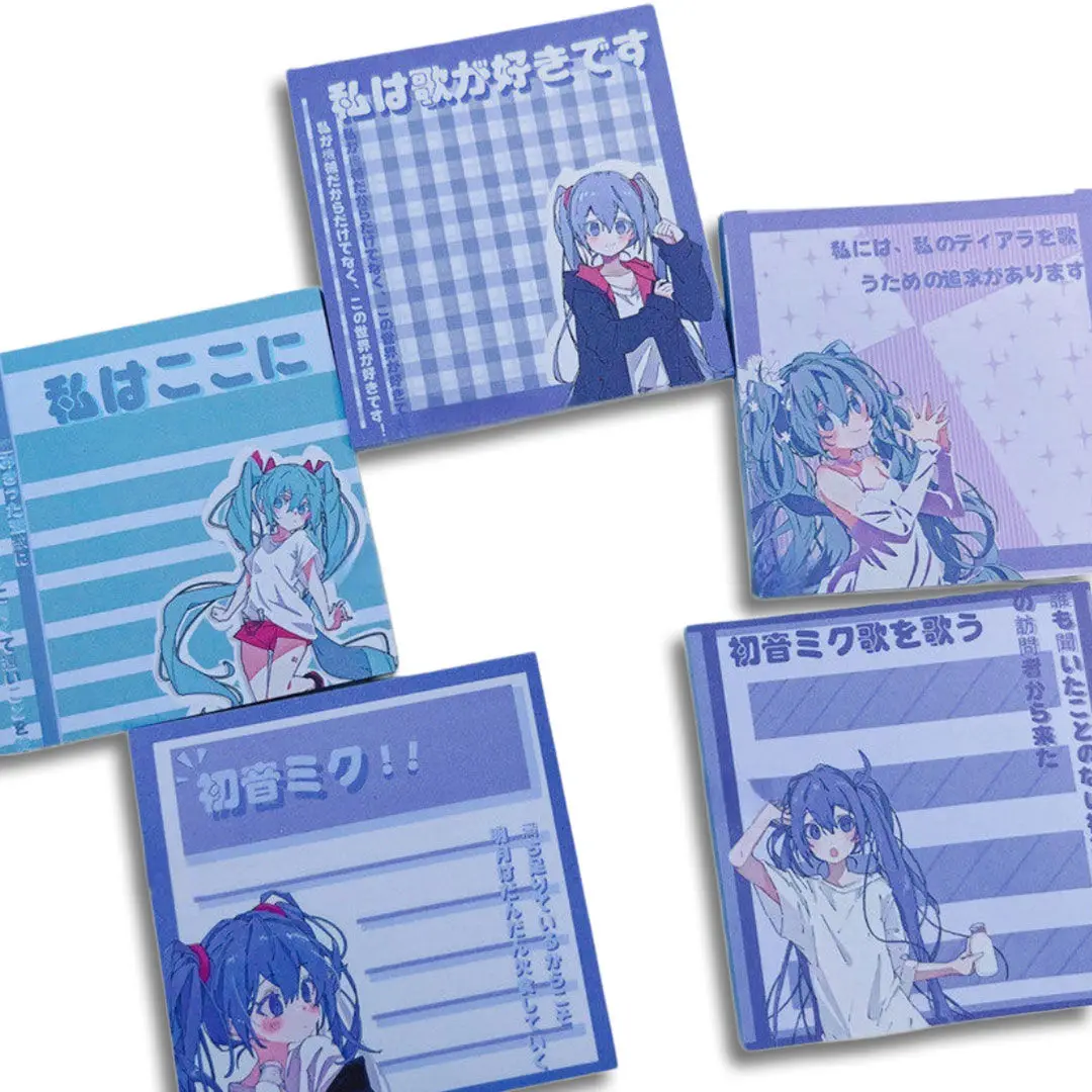 Hatsune Miku Themen-Selbstklebende Notizzettel |   50 Blatt Notizblock für Schule & Büro |   Niedliches Anime-Schreibwaren-Geschenk
