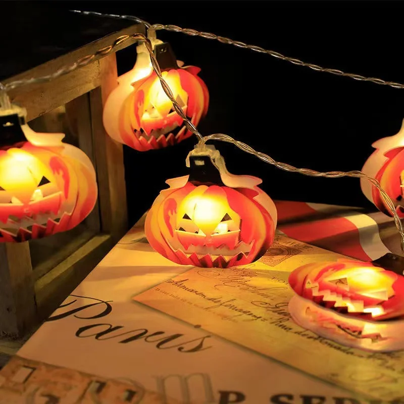 Guirnalda de luces LED impermeables para decoración de calabaza de Halloween, luces de ambiente para interior y habitación, batería para exteriores, 2023, 261