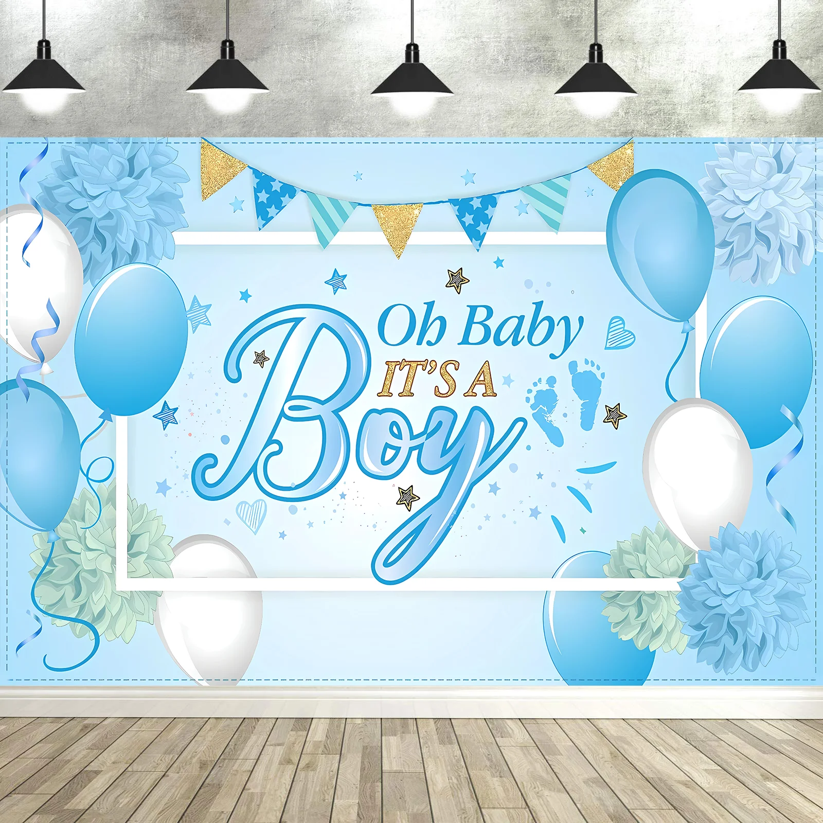 

Baby Shower Party Backdrop Decorations, Large Durable Fabric Made Banner Backdrop Photo Booth for Boy's or Girl's Party Supplies