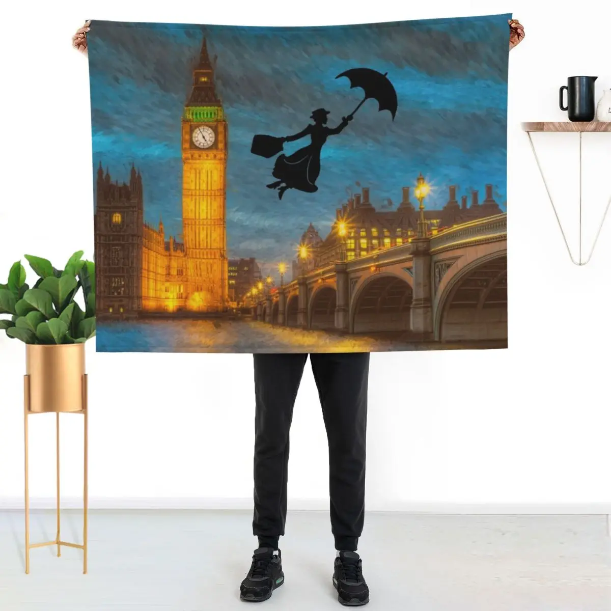 

Magical Nanny Over London Throw Blanket Durable Warm Blanket for Daily Home Use