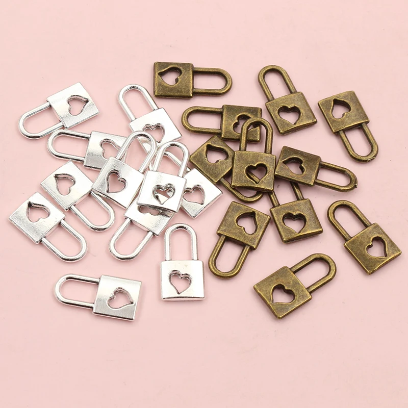 30pcs 16x8mm Antique Bronze Plated Heart Lock Handmade Charms Pendant:DIY for bracelet necklace