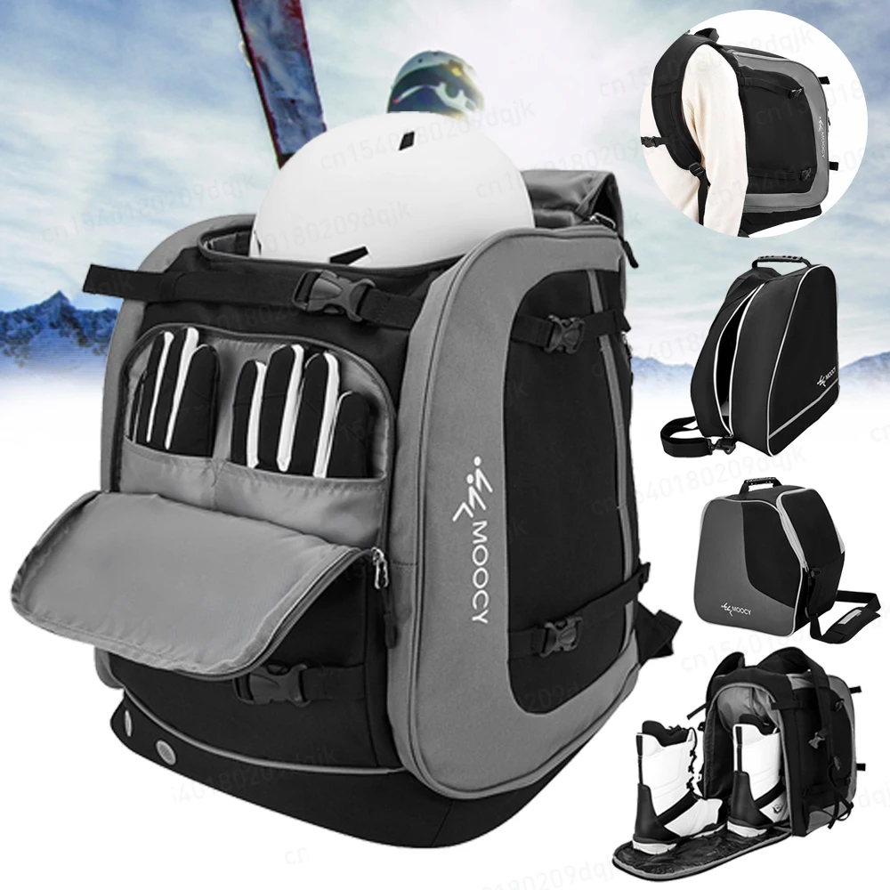 65L Ski Boot Bag Waterproof Ski Boot Travel Backpack All in One Ski Bag for Ski Helmet Goggles Gloves Skis Accessories