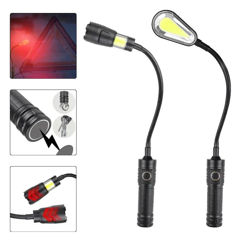 xhp50-超高輝度懐中電灯-ホワイトレーザーズーム-マグネット付き-cob-フレキシブルホースワークライト-キャンプ、修理アウトドアアクティビティ用