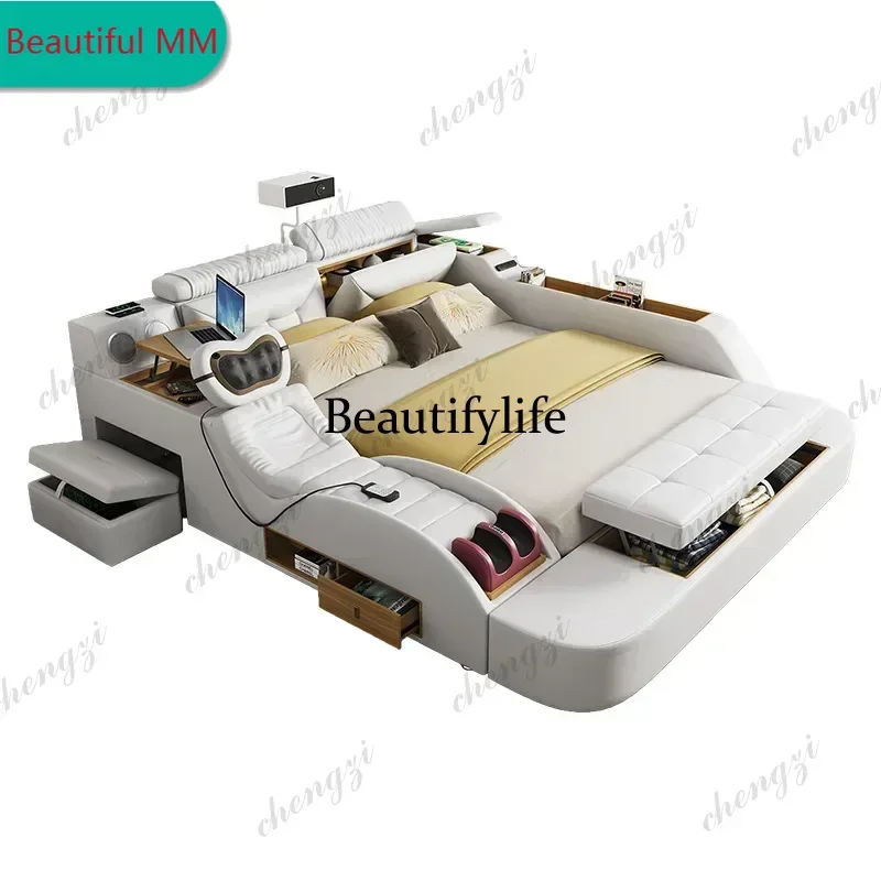 P182 P182 Modern MULTIFUNCTIONAL Tech SMART BED 2 People | FUTURISTIC FURNITURE | Ultimate Massage Tatami Genuine Leather Beds