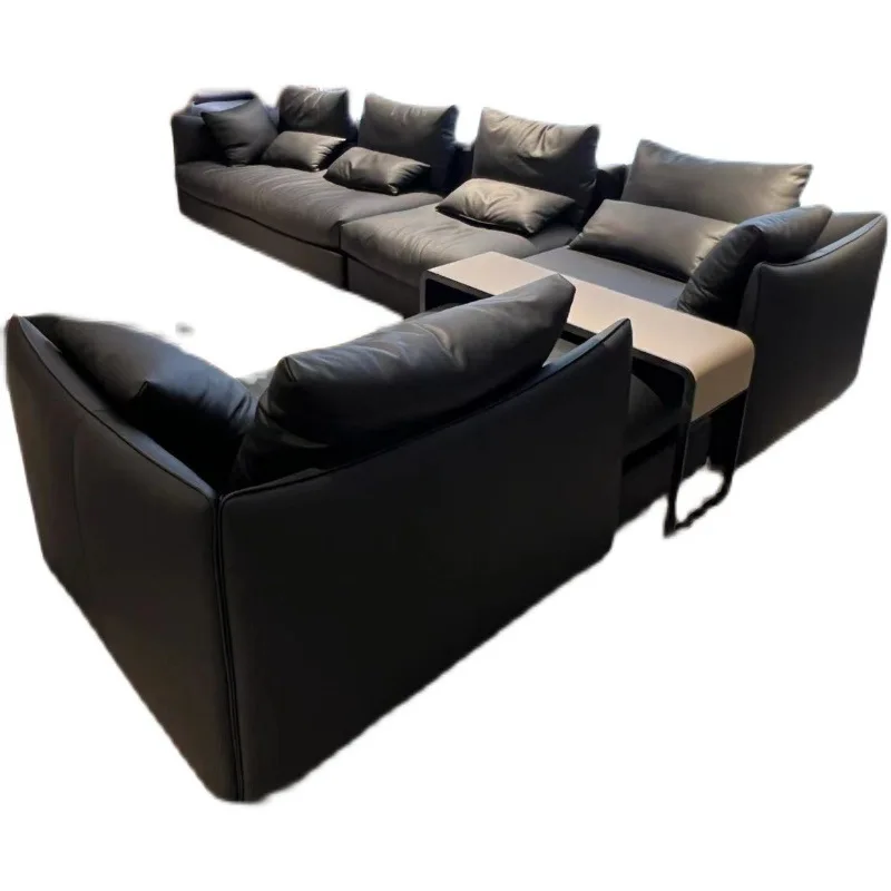 Italian minimalist sofa, first layer cowhide, special-shaped leather sofa